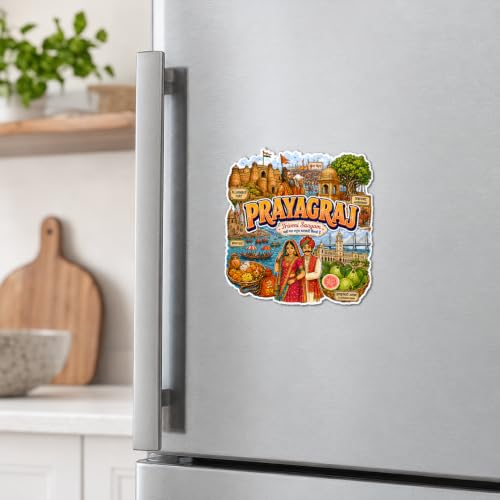 Image of Zesta Wooden Fridge Magnets Set | Refrigerator Decor Magnets for Kitchen | India Souvenir Fridge Magnet Collection | Wooden Magnet for Fridge Door Decoration (Prayagraj)