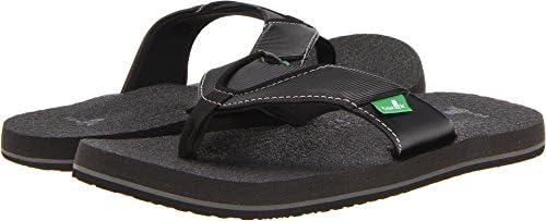 Sanuk Kids Root Beer Cozy Flip Flop (Toddler/Little Kid/Big Kid), Black, 11/12 M US Little Kid
