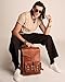 Volksy Bags Genuine Leather Backpack for Men, 15 Inch Laptop Bag, Leather Travel Backpack for Women, Vintage Designer Bookbag, Medieval Art Rucksack for College, Work & Hiking - Brown