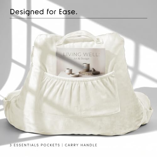 Image of Nestl Reading Pillow for Kids & Teens with Shredded Memory Foam, Backrest Pillows for Reading, Watching, and Gaming, Use on the Couch, Bed, or Floor, Adjustable Support with Washable Cover Off White