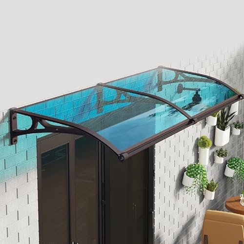 Auvent de porte bleu en polycarbonate 80x100 cm moderne pour la protection de fenêtre extérieure - 2