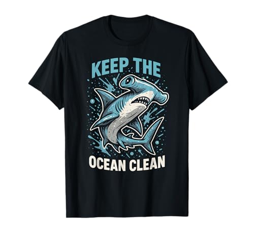 Plage rétro Hammerhead Shark Keep Ocean Clean pour enfants T-Shirt