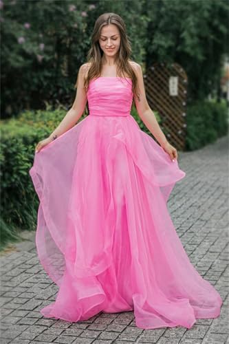 Wirunsy Silver Women's Strapless Prom Dresses Long 2025 Layered Ruffles Tulle Formal Gowns A-Line Tube Top Open Back Corset Evening Party Dress Size 6