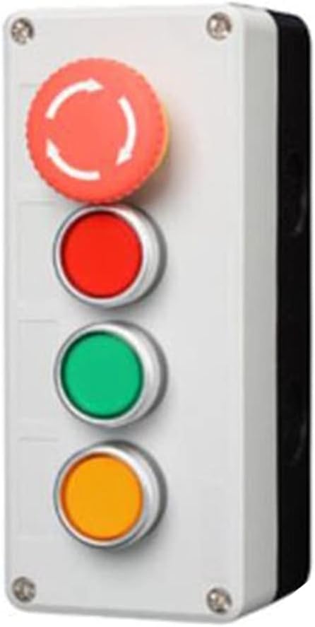 Control Box with Light Button Switch 24V/220V with Emergency Stop Button self Reset Industrial Switch Waterproof Box (Color : 4 R rotateRGY, Size : 24V)