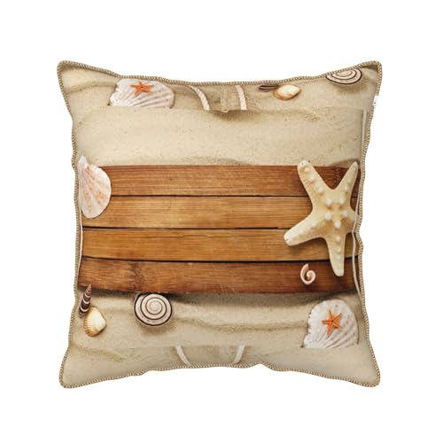 Housse de coussin en velours imprimé océan et plage douce