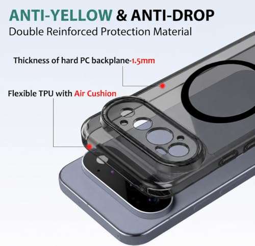 Image of Elzzi Anti Scratch Semi Translucent Cover for Google Pixel 10 Pro XL Case, Premium PC + TPU Magnetic Phone Cases Drop Proof, Compatible with Magsafe Slim Never Yellowing Shockproof