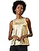 Allegra K Women's Metallic Tank Tops Shiny Sleeveless Party Disco Shirt X-Small Gold