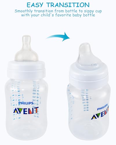 Sippy Cup Nipples for Philips Avent Anti-Colic Baby Bottles, Soft 100% Silicone Sippy Spout Nipples, Variable Flow, 6m+, 4 Count