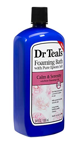 Bundle Of Dr Teals Calm & Serenity With Rose Essential Oil (Made With Milk Protein): Pure Epsom Salt Soaking Solution 3 Lbs & Foaming Bath 34 Fl Oz #TOP2