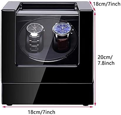 FENOKD Mechanical Watch Shaker Double Watch Winder for Automatic Watches with Blue LED Light Black Piano Paint Exterior AC Adapter and Battery Powered
