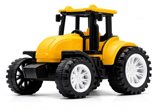 Image of Friction Powered Farm Tractor Toy for Kids Toddlers Boys Girls | Pull Back Medium Tractor Engine Vehicle Toy | Yellow Agriculture Tractor Toy Age 3+ | BIS Certified | Made in India | NeoKiddo (yellow)