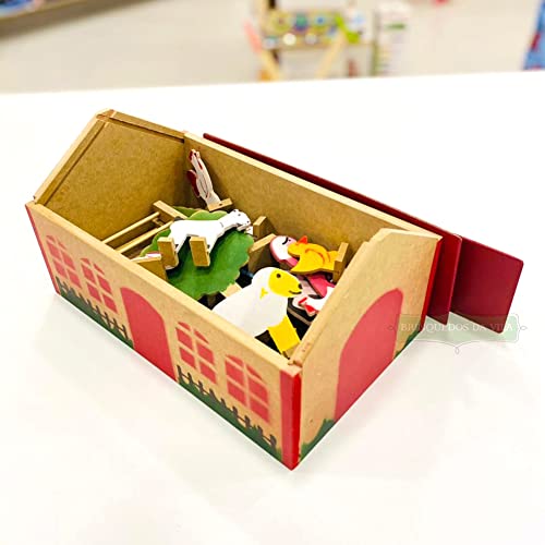 Brinquedo Fazendinha de Madeira com Animais