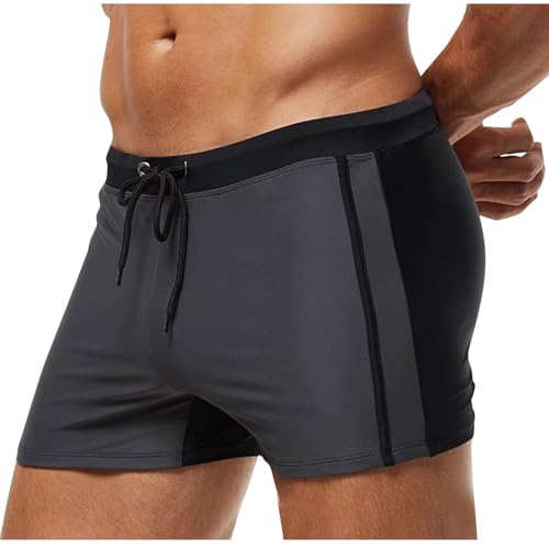 Mens Lightweight Swim Trunks Patchwork Plain Swimwear Quick Dry Bathing Suit Elastic Waist Drawstring Swimming Shorts3
