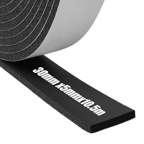Foam Insulation Tape Self Adhesive,30mm(W) x5mm(T) x10.5m(L),Weather Stripping for Doors and Windows,Sound Proof Soundproofing Door Seal,Weatherstrip,Cooling,Air Conditioning Seal Strip