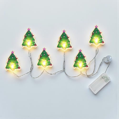 Spetebo Guirnalda de luces LED para ventana, 100 cm, con temporizador, 6 ledes, con figuras autoadhesivas, decoración navideña reutilizable