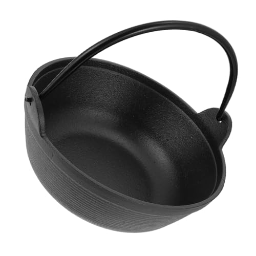 BEBEMOKO Outdoor Cast Iron Cauldron Pot Versatile Cooking Kettle for Camping Home Use for Stewing Frying Grilling Non Stick Design Easy to Clean
