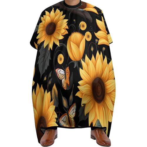 Butterfly Sunflower Hair Cutting Cape for Men Women Waterproof Barber Cape Adjustable Salon Haircut Capes