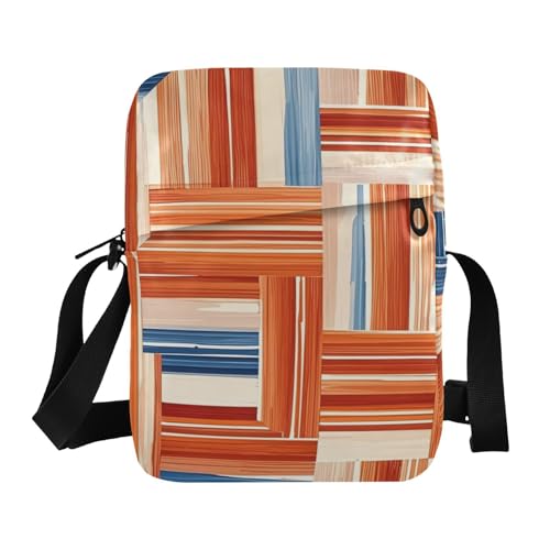 Boho Orange and Blue Regular Stripes mens messenger bag crossbody shoulder bag crossbody Cross Body Purses Adjustable Strap for School School