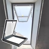 Dachfenster für Dachboden und Sonnenraum, Rahmen aus Aluminiumlegierung, doppellagig, gehärtetes Glas, 65 x 60 cm, energieeffiziente Dachfensterinstallation