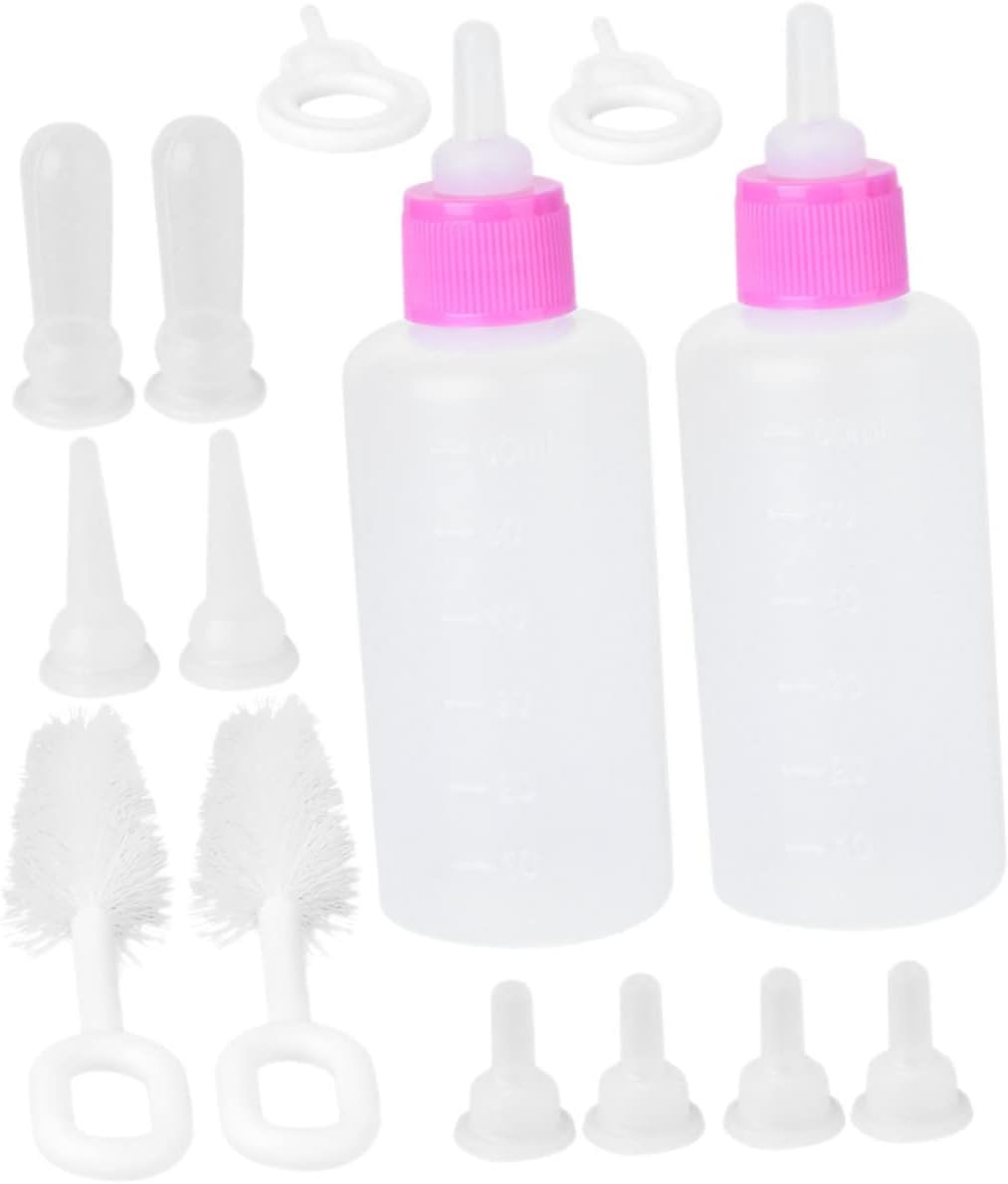 2sets Kitten Milk Feeder Bottles Safe Puppy Nursing Accessory Lightweight and Portable for Daily Feeding Activities