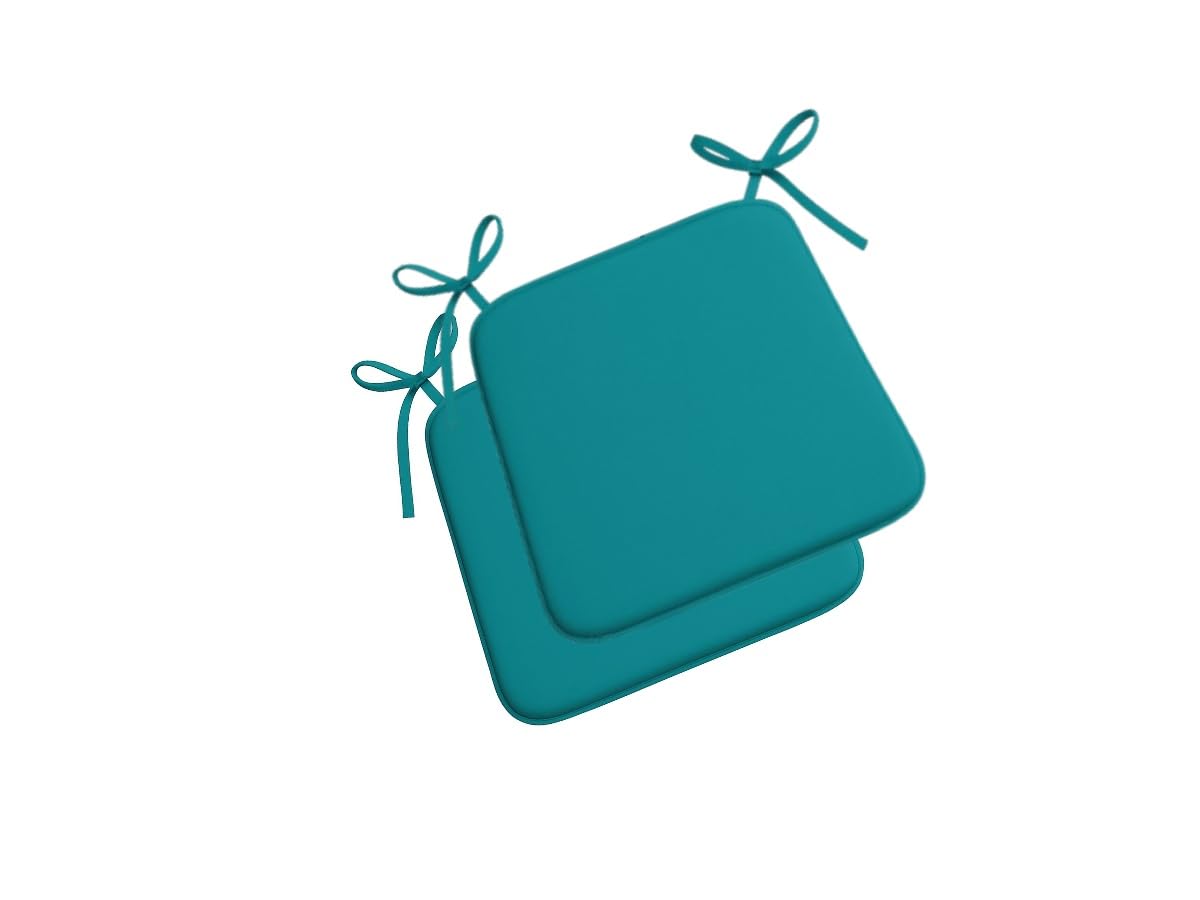 INSAFIANS Square Chair Seat Cushions with Ties 3cm Thick Soft Padded Chair Pads for Dining Kitchen Chairs Pack of 2,4,6 or 8 (Teal - Set of 2)