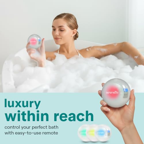 SereneLife Bubble Bath Mat - Portable Spa Bubble Bath Massager with Waterproof Bath Light & Pillow, Adjustable Bubble Intensity, Easy Button Control, Remote Control (Pink) by SereneLife - Image 7