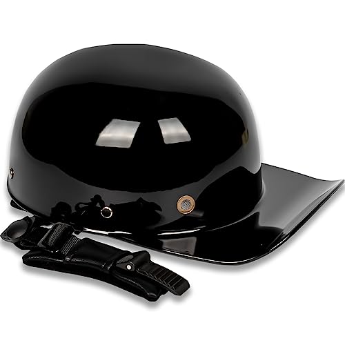 Yesmotor Baseball Style Cap Retro Motorcycle Helmet Unisex-Adult - Dot Approved (Light Black, M) #TOP3