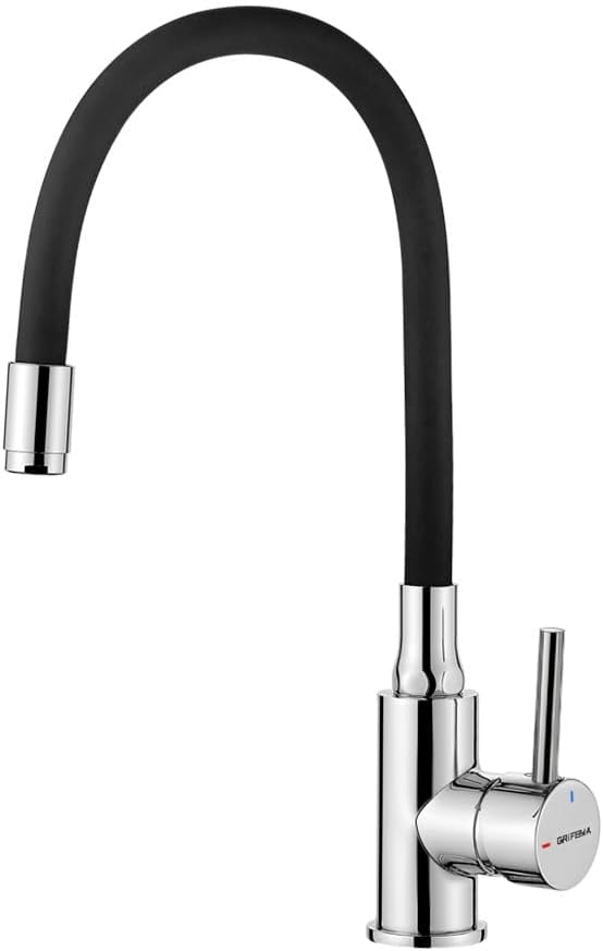 GRIFERÍA DE COCINA G4002-2 New Kitchen Mixer Tap, Modern Sink Taps with Black Flexible Spout, Chrome