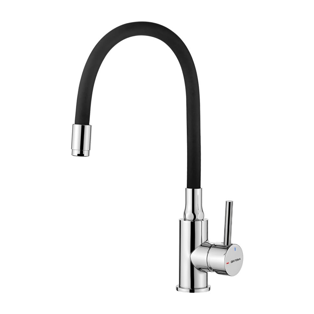 GRIFERÍA DE COCINA G4002-2 New Kitchen Mixer Tap, Modern Sink Taps with Black Flexible Spout, Chrome