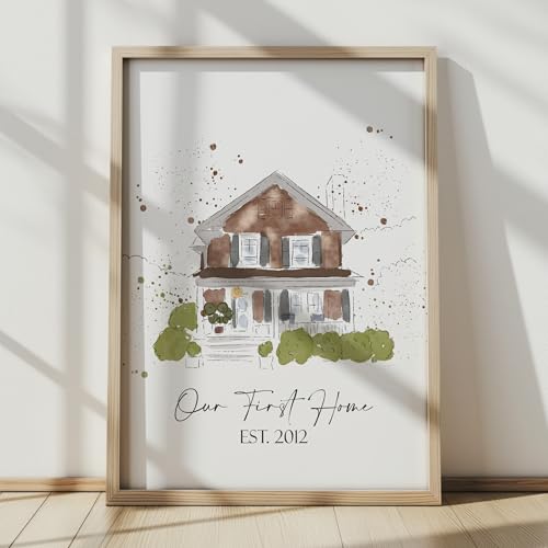 image for NudoHome Personalized Custom House Portrait – Hand-Drawn or Painted 