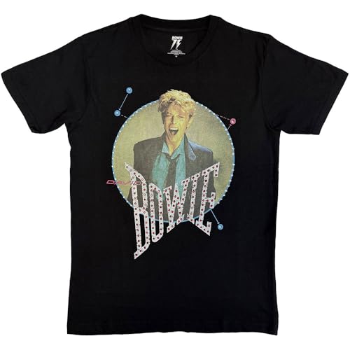BOWIE David T Shirt Vintage 1983 Diamante Logo Nouveau Officiel Unisex Noir Size L
