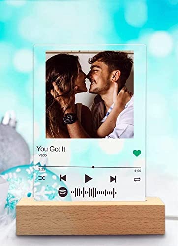 Personalised Transparent Acrylic Album Cover - Custom Music Plaque with Photo, Song Code, Song Name and Singer - Gift for Family, Boyfriend, Girlfriend