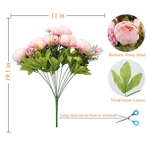 1 Pack Artificial Peony Bouquet Vintage Silk Big Peonies Flowers With Buds For Wedding Home Office Hotel Decoration, Table Centerpieces, Diy Floral Arrangements, Spring Rose Pink #TOP3