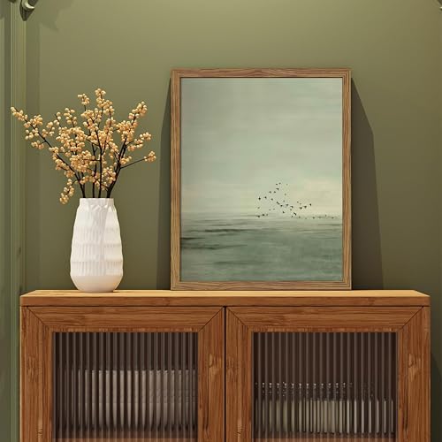 Framed Japanese Zen Wall Art Set of 2, Minimalist Sage Green Flying Duck Canvas Wall Decor Paintings, Modern Sunset Landscape Artwork Prints Picture for Living Room Bedroom Bathroom 12x16 Inch by Tmvosn - Used condition - Image 9