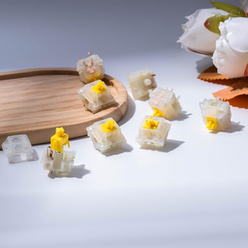 GATERON Interruptores de teclado Pro amarelo leitoso, KS-3X1 Linear RGB LED pré-lubrificado com 5 pi