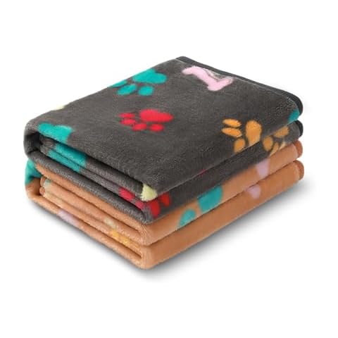 Luciphia 1 Pack 2 Pet Blankets for Dogs Cats, Fleece Print Dog Cat Blankets for Small Medium Large Puppy Kitten, Bone Grey Brown Medium(30x20 inch) Cover