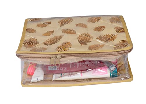 Image of Makeup Pouches Necklace Earrings Cosmetic Vanity Storage Box Jewellery Organizer Toiletry Organizer Pouch for Women Set of 10 Colour- Gold