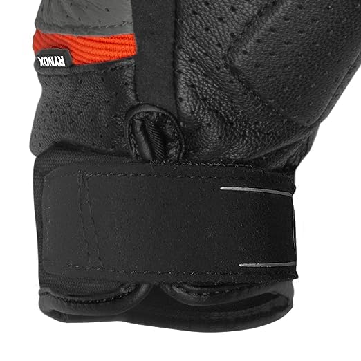 Image of Rynox Air GT Gloves - CE Certified Cuff Length Motorcycle Riding Leather Gloves | Impact Protection |Abrasion Resistance - Grey Orange, 2XL