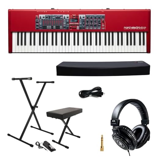 Nord Electro 6 HP Stage Piano| 73-Note Hammer Action Keybed with Waith Stretchy Keyboard Cover, On-Stage Keyboard Stand and Mackie MC-100 Closed-Back Over-Ear Headphones (Bundle Set)