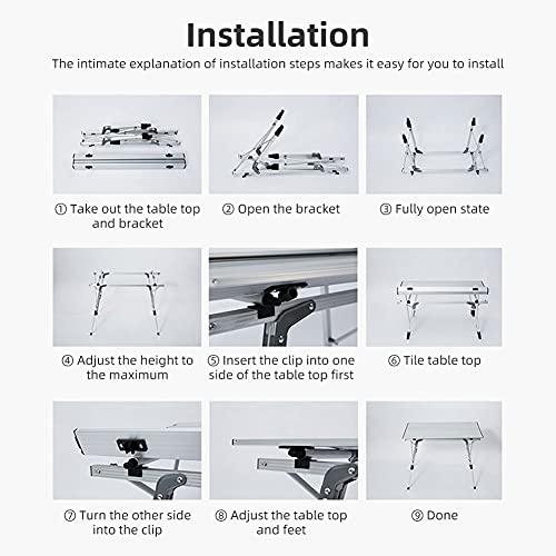 Shsycer Portable , Adjustable Height Aluminum Camping Table With Mesh Holder, Lightweight Aluminum Roll Up Table For Outdoor Camp, Fold Up Table #TOP7