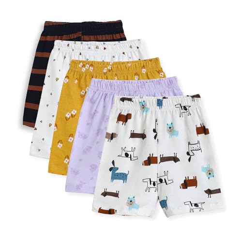 Image of The Boo Boo Club Pure 100% Cotton Baby Boy's & Baby Girl's Printed Shorts (Pack of 5)