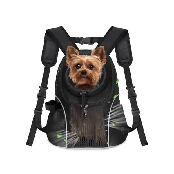 WOYYHO Pet Dog Carrier Backpack Small Dog Front Backpack Ventilated Mesh Dog Travel Back Pack with Safety Belt for Travel Hiking Cycling Outdoor Use (S (2-4.5 lbs), Black)