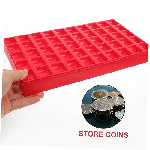Caja organizadora de monedas roja de plástico miniatura 3