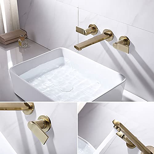 Robinet de salle de bain mitigeur mural en laiton pour vasque moderne