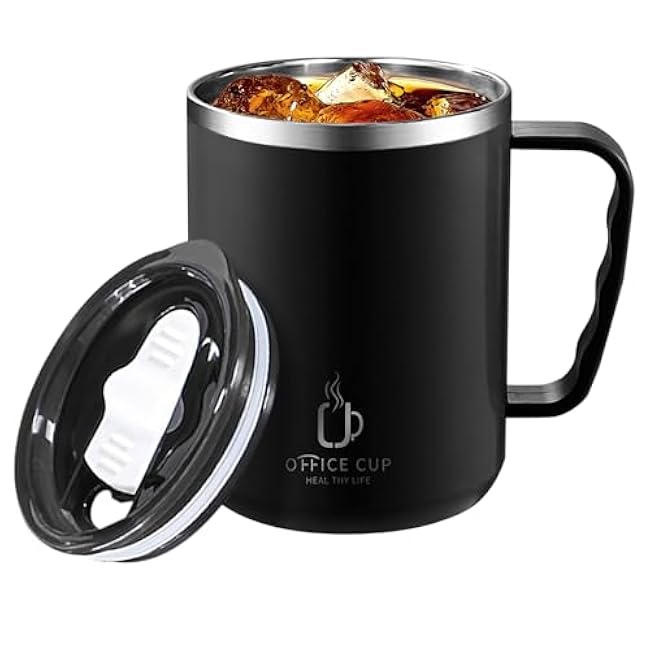 17 oz Stainless Steel Insulated Coffee Mugs Cup, 500ml Travel Mug Cup, Hot and Cold Travel Mug with Lid, Spill Proof Coffee Mug, Portable Tea Cup, Coffee Mug for Tea, Hot Drink, Cold Drink (black)