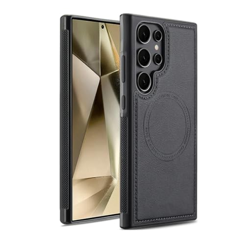 Étui magnétique en cuir PU pour Galaxy A56 finition premium noire haut de gamme