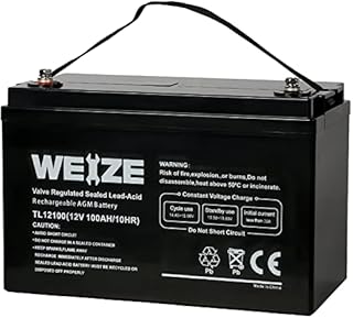 WEIZE 12V 100Ah Deep Cycle AGM Battery, Rechargeable SLA Battery for Solar Wind RV Marine Camping UPS Wheelchair Trolling Motor