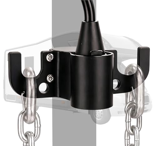 Aluminum Trailer Chain Holder Trailer Towing Chain Organizer with 7 Way Rv Chain Plug Holder Cover Heavy Duty Anti-Rust Cable Wire Harness Holder for 2 2 Tongue Jack RV Camper Towing Accessories
