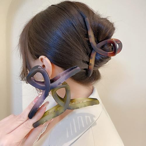 3pcs Women Girls Large Hair Claw Clips, Contrasting Colors Matte Barrettes Non-slip Large Hair Clips Hair Accessories for Thick Thin Hair