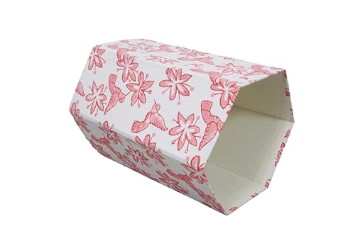 Image of Generic 3.3 Gallon Cotton Hand Block Printed Paper Waste Basket |Small Decorative Trash Can for Housewarming Gifts in Living Room, Bedroom, Bathroom | Eco-Friendly, Plastic-Free (1, PINK BIRD)